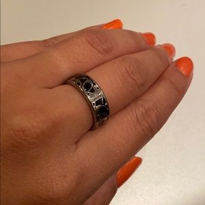 💍 Authentic COACH Signature Classic Black/Silver Ring/Band Sz 6 💍